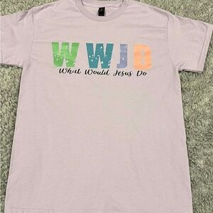 “WWJD-What Would Jesus Do” Cotton Lavender T-Shirt